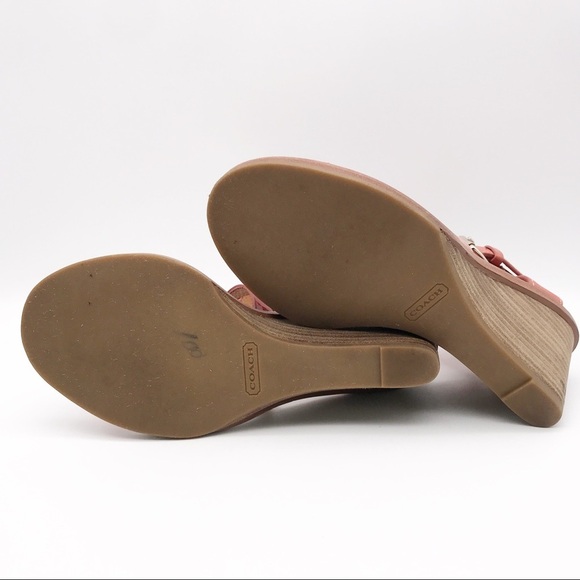 Coach Prue Patent Orange Wedge Sandals‎ Size 5 - Picture 9 of 11